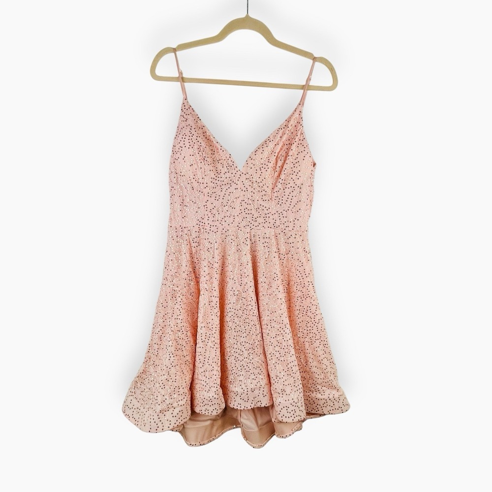 B. Darlin Pink Sequin Mini Dress 13 / 14 Fit Flare Party Cocktail‎ Prom Sparkle